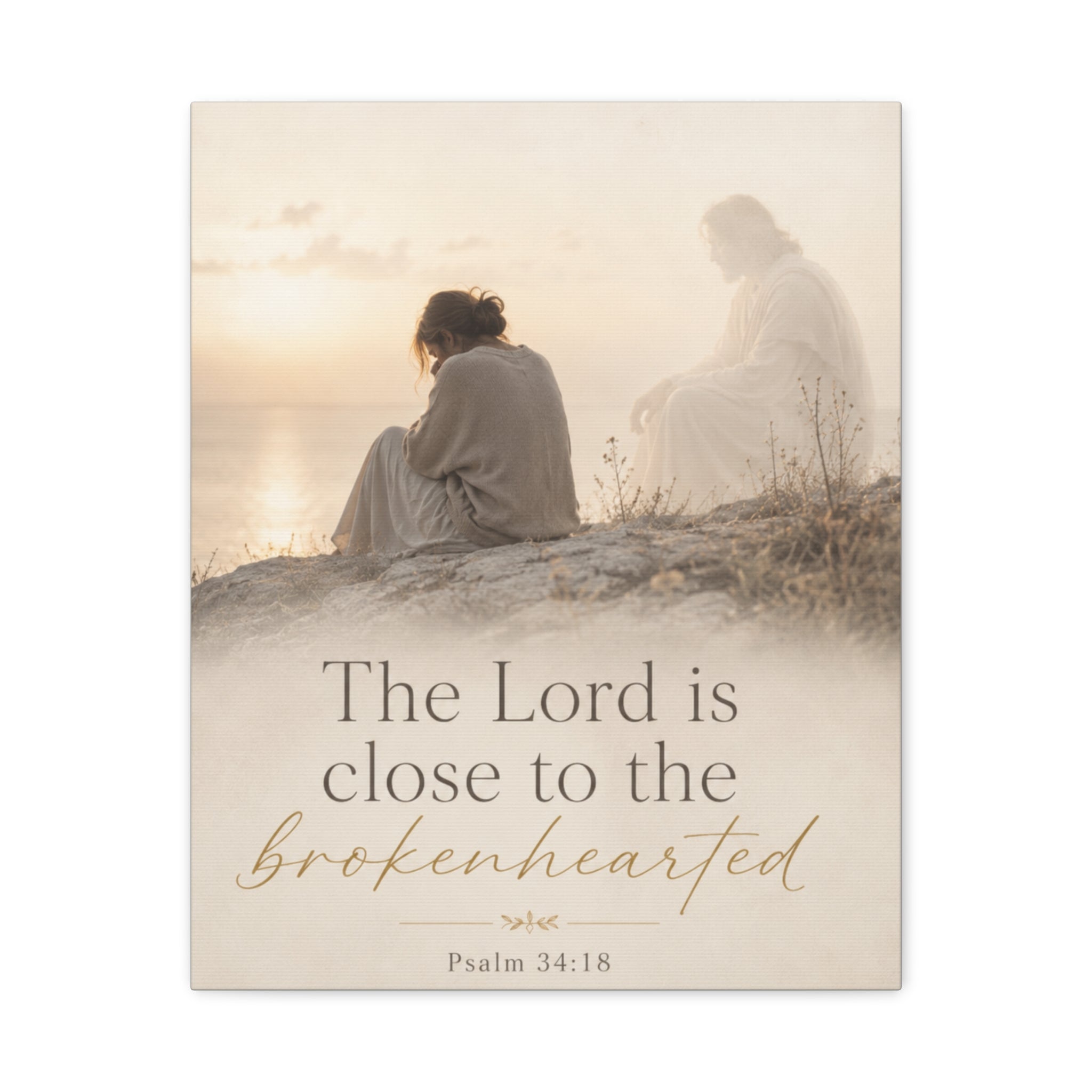 Psalm 34:18 Canvas Wall Art — "The Lord is close to the brokenhearted" Matte Stretched Canvas
