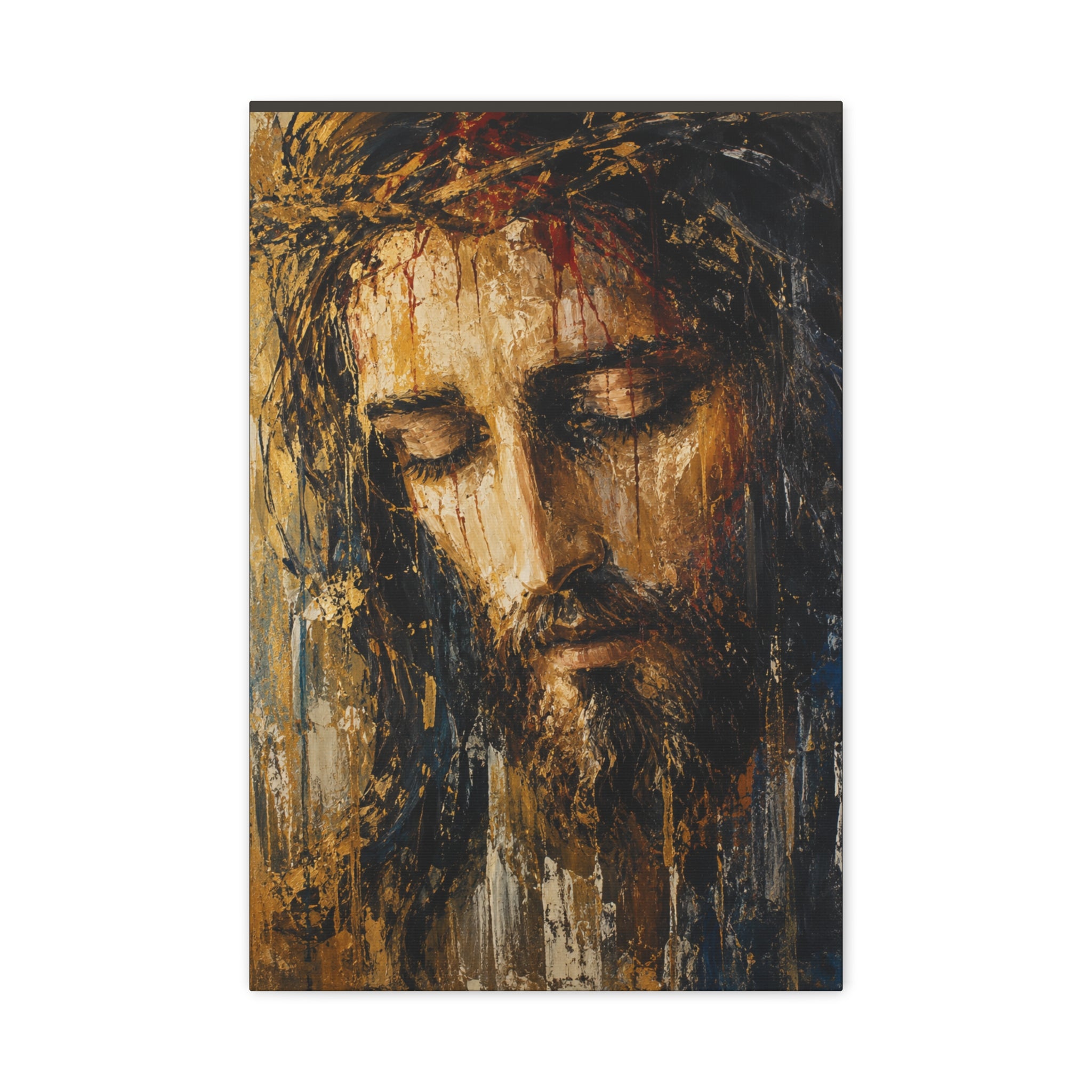 Abstract Jesus Portrait Christian Canvas Wall Art. Modern Religious Art