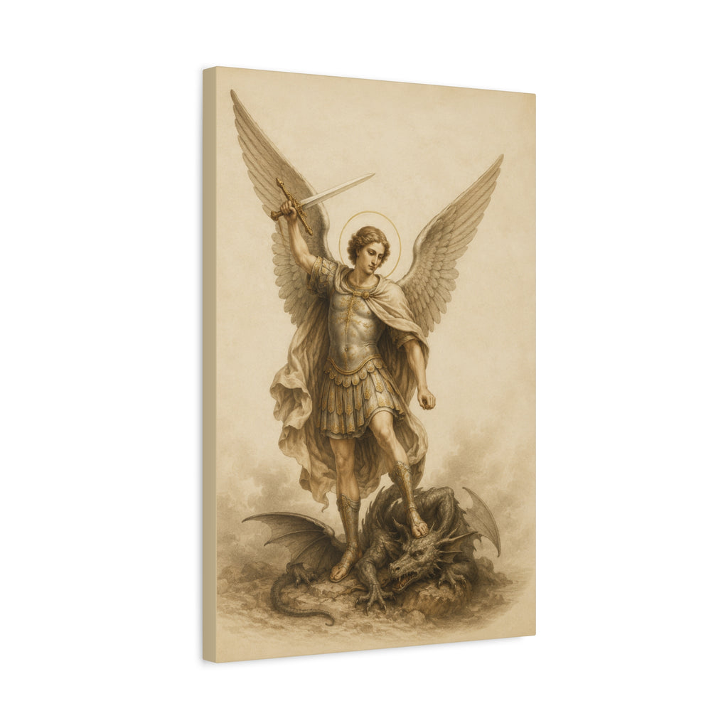 Saint Michael Archangel Canvas Print – Vintage Religious Wall Art