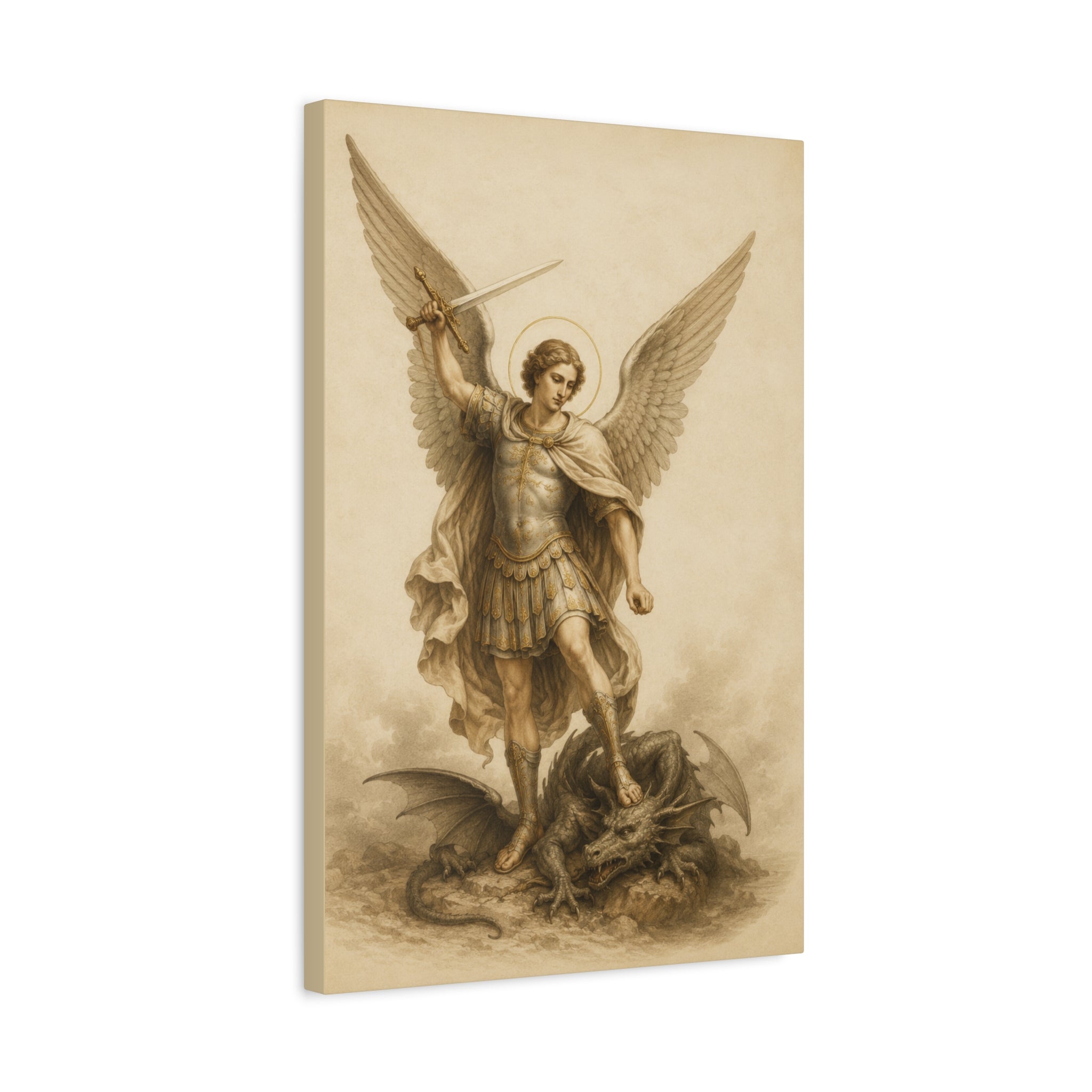 Saint Michael Archangel Canvas Print – Vintage Religious Wall Art