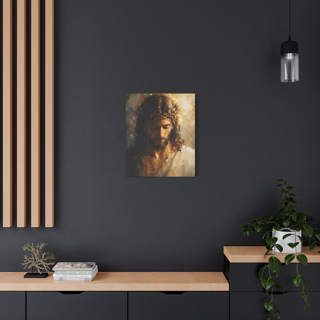 Jesus Crown of Thorns Christian Canvas Wall Art  Modern Sacred Art