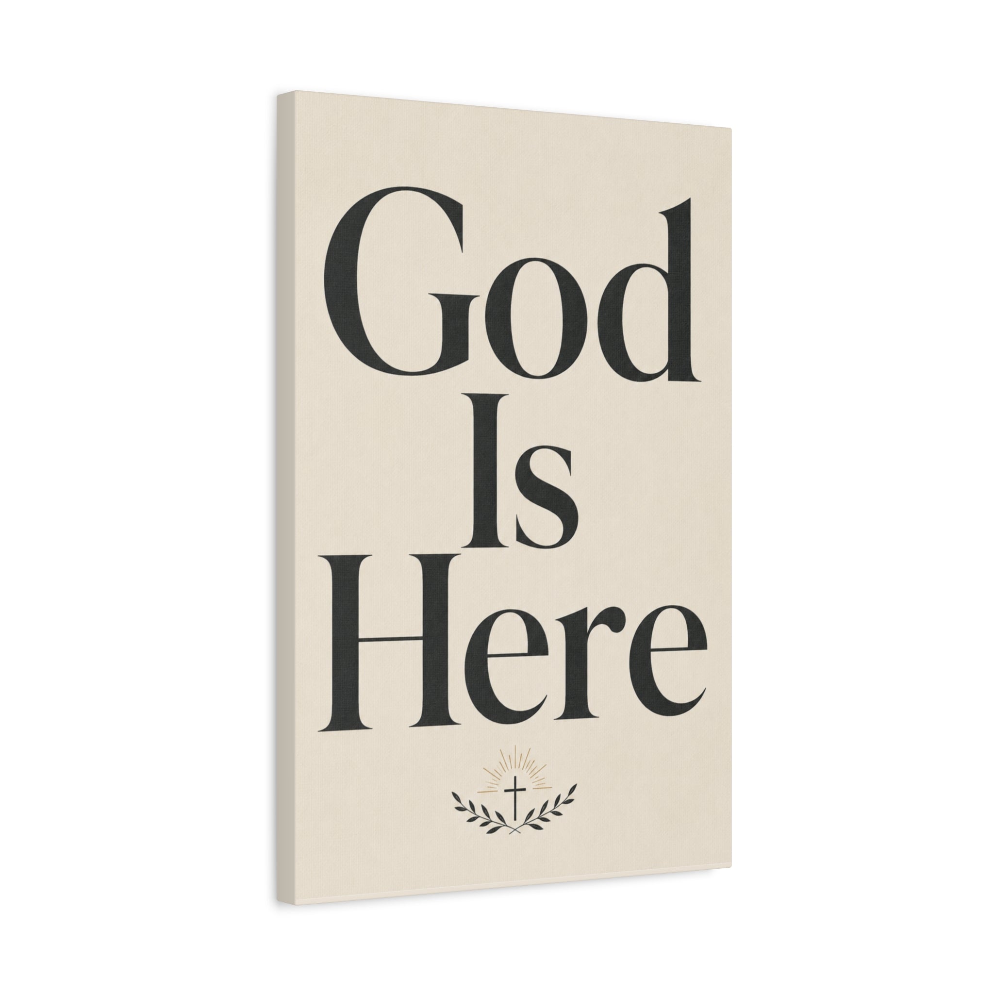 God Is Here – Modern Faith Typography Canvas Wall Art