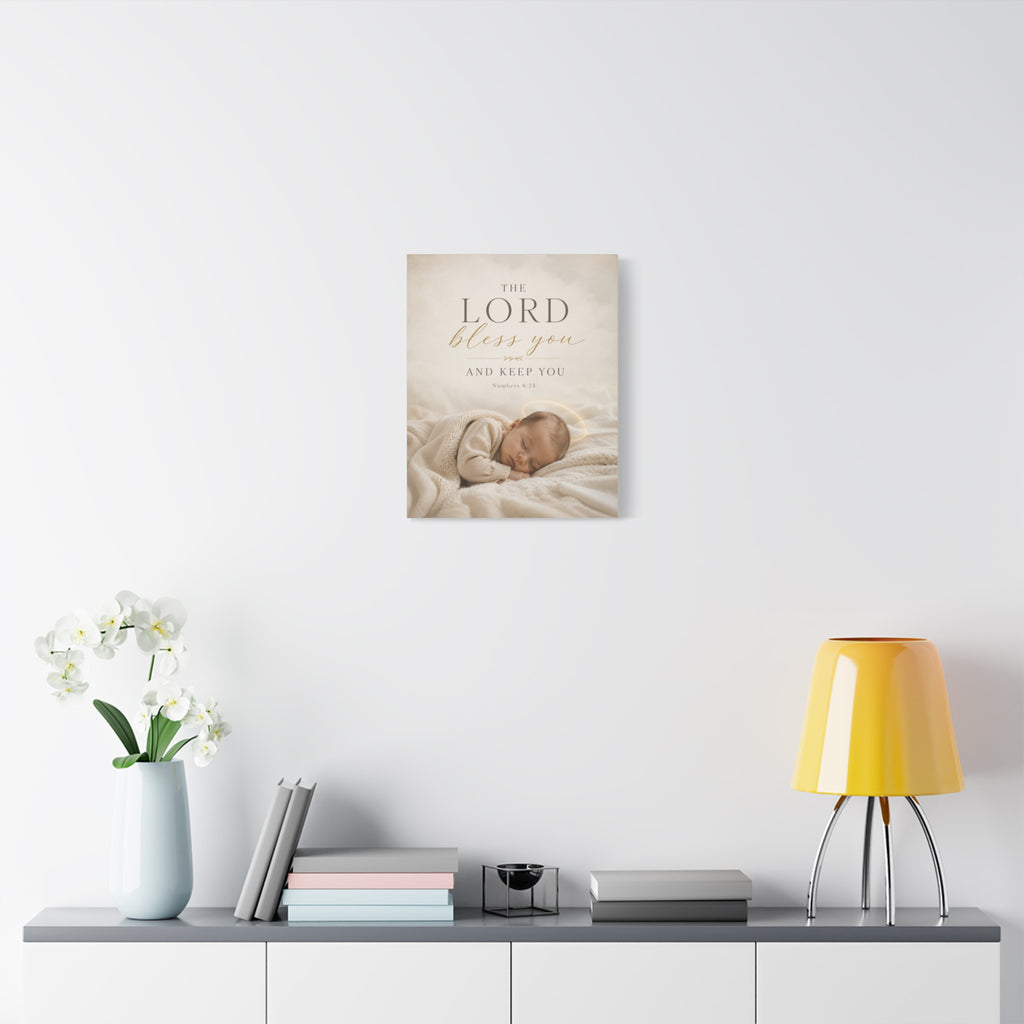 The Lord Bless You Nursery Canvas – Baby Photo Wall Art with Numbers 6:24 Scripture