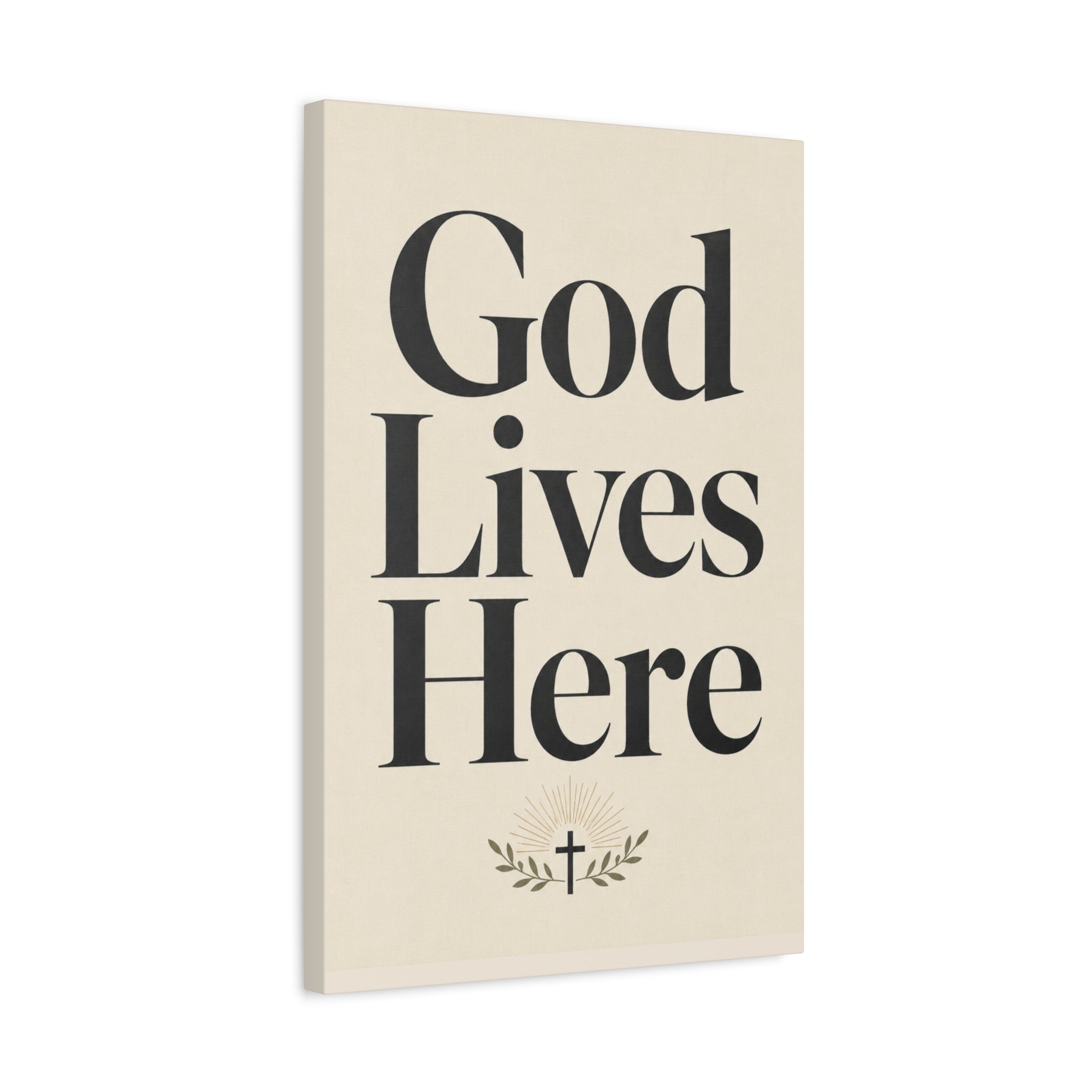 God Lives Here – Modern Faith Typography Canvas Wall Art
