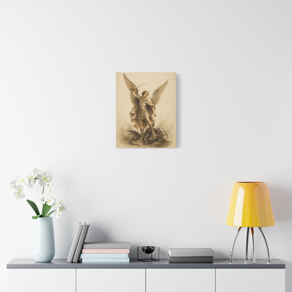 Saint Michael Archangel Canvas Print – Vintage Religious Wall Art