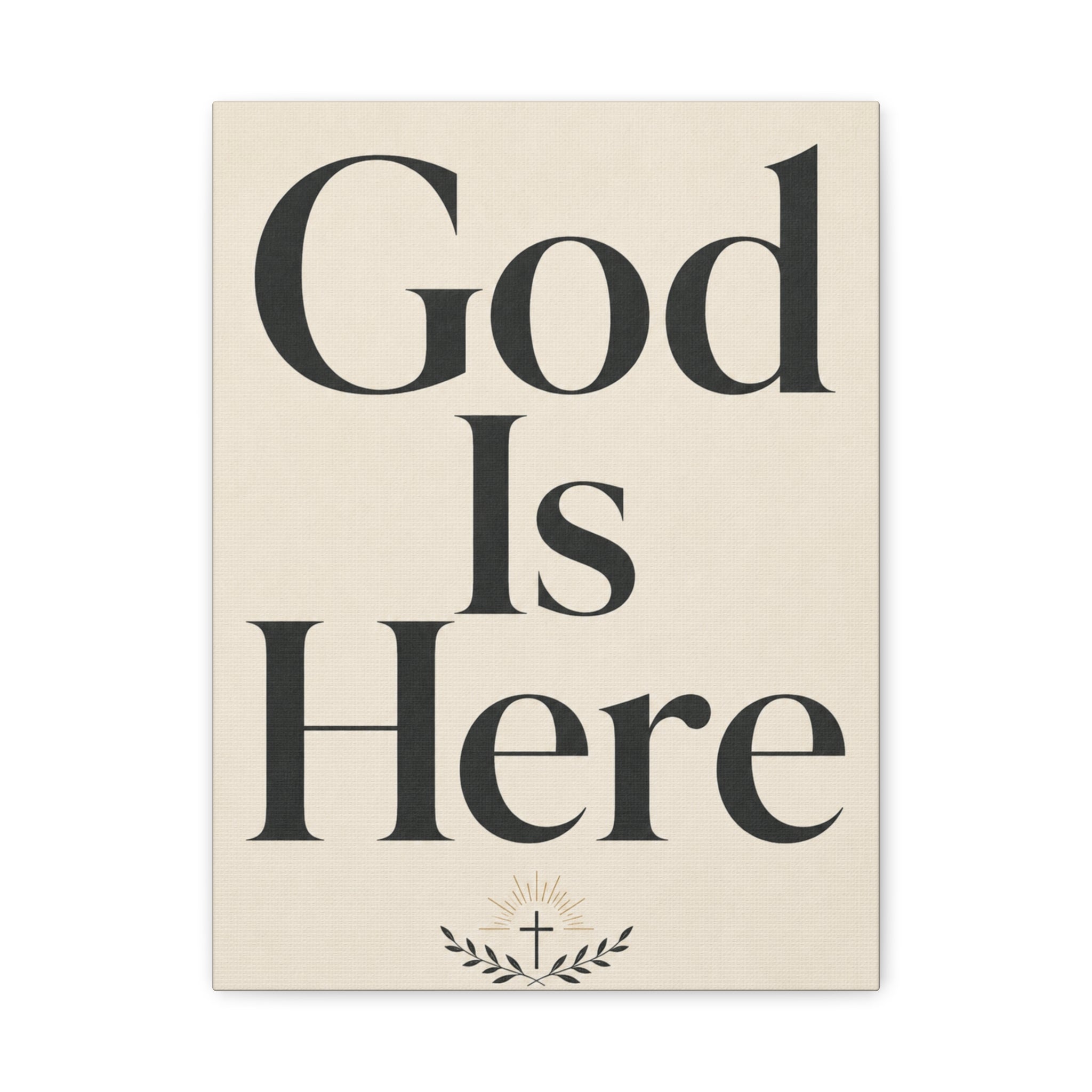 God Is Here – Modern Faith Typography Canvas Wall Art