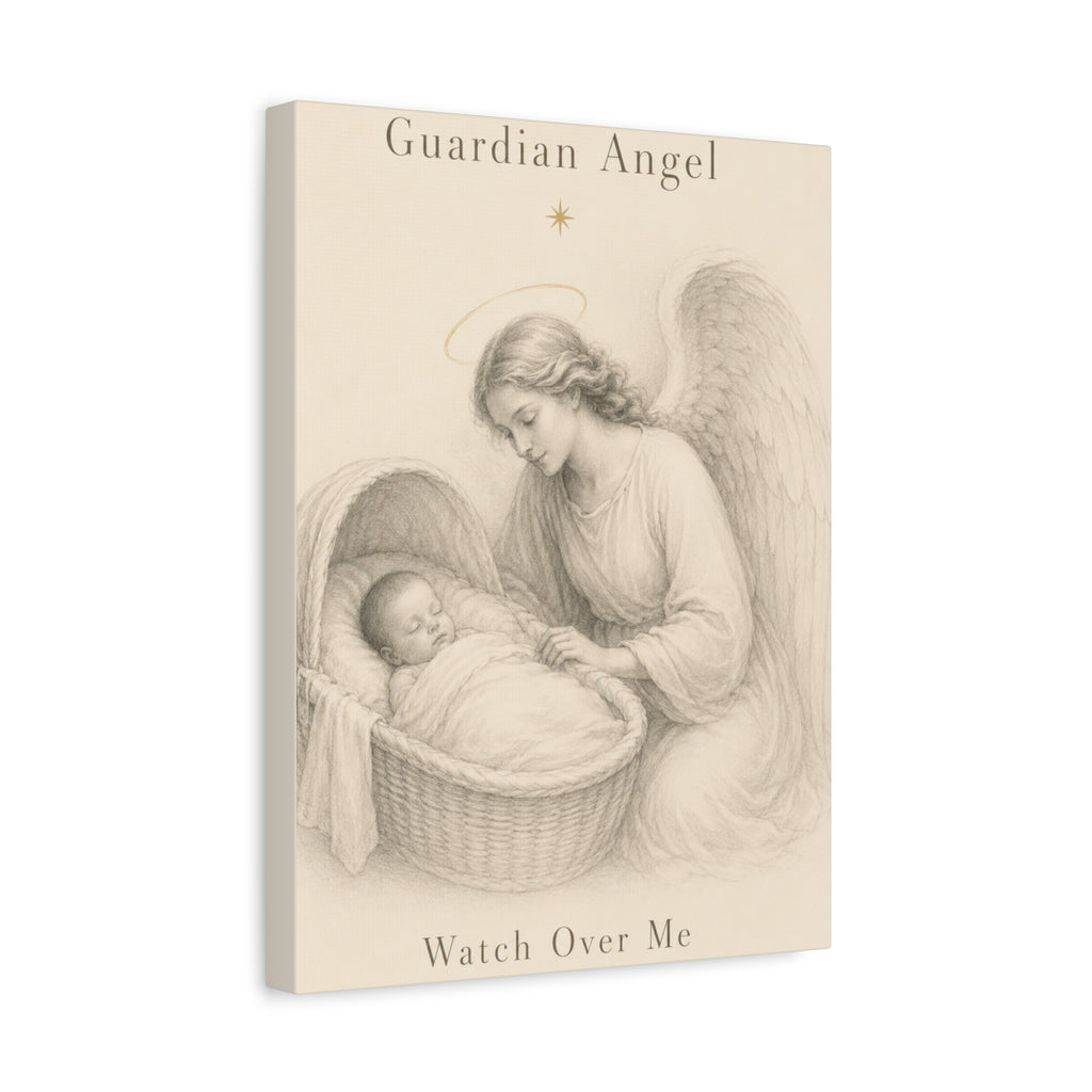 Guardian Angel Watch Over Me – Nursery Canvas Wall Art