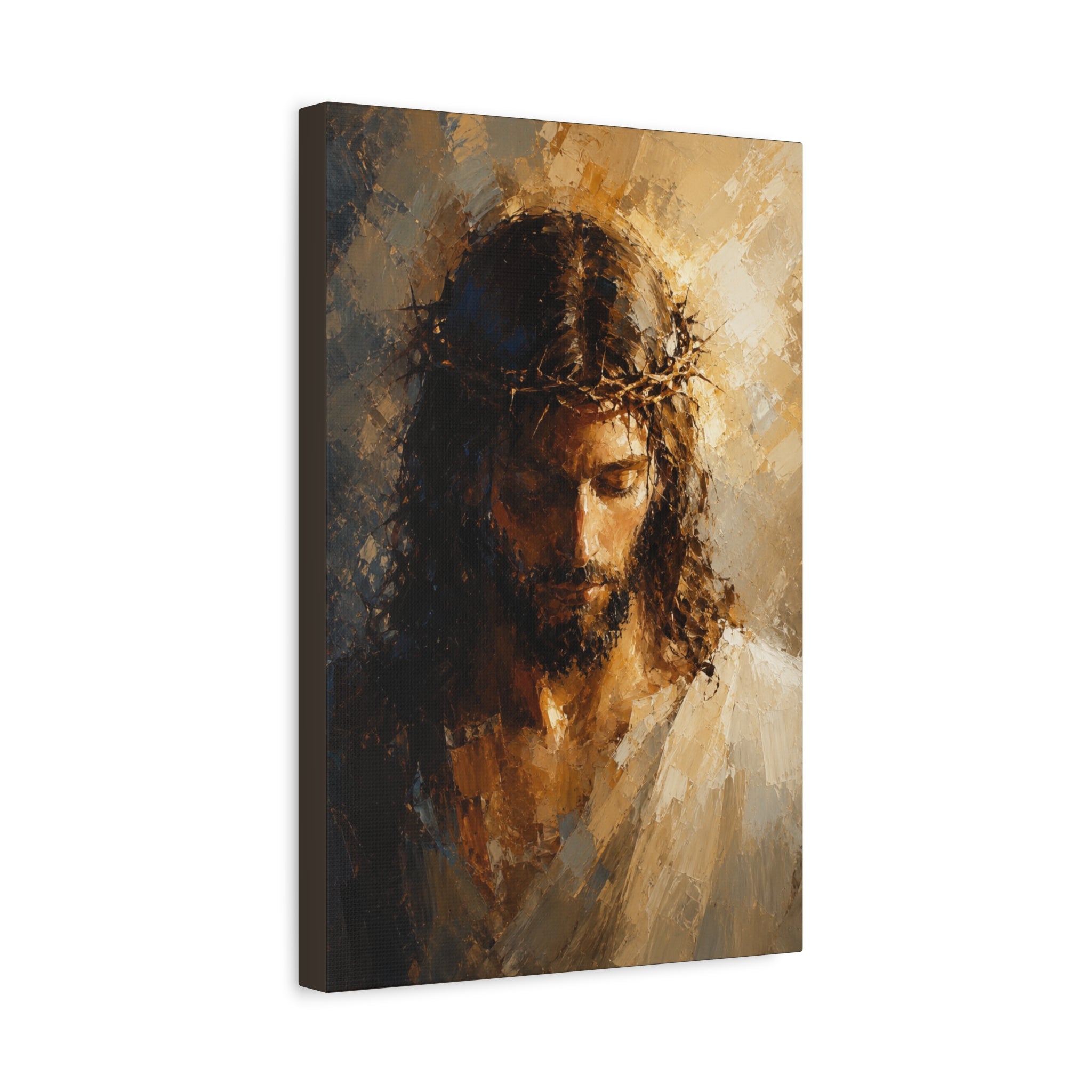 Jesus Crown of Thorns Christian Canvas Wall Art  Modern Sacred Art