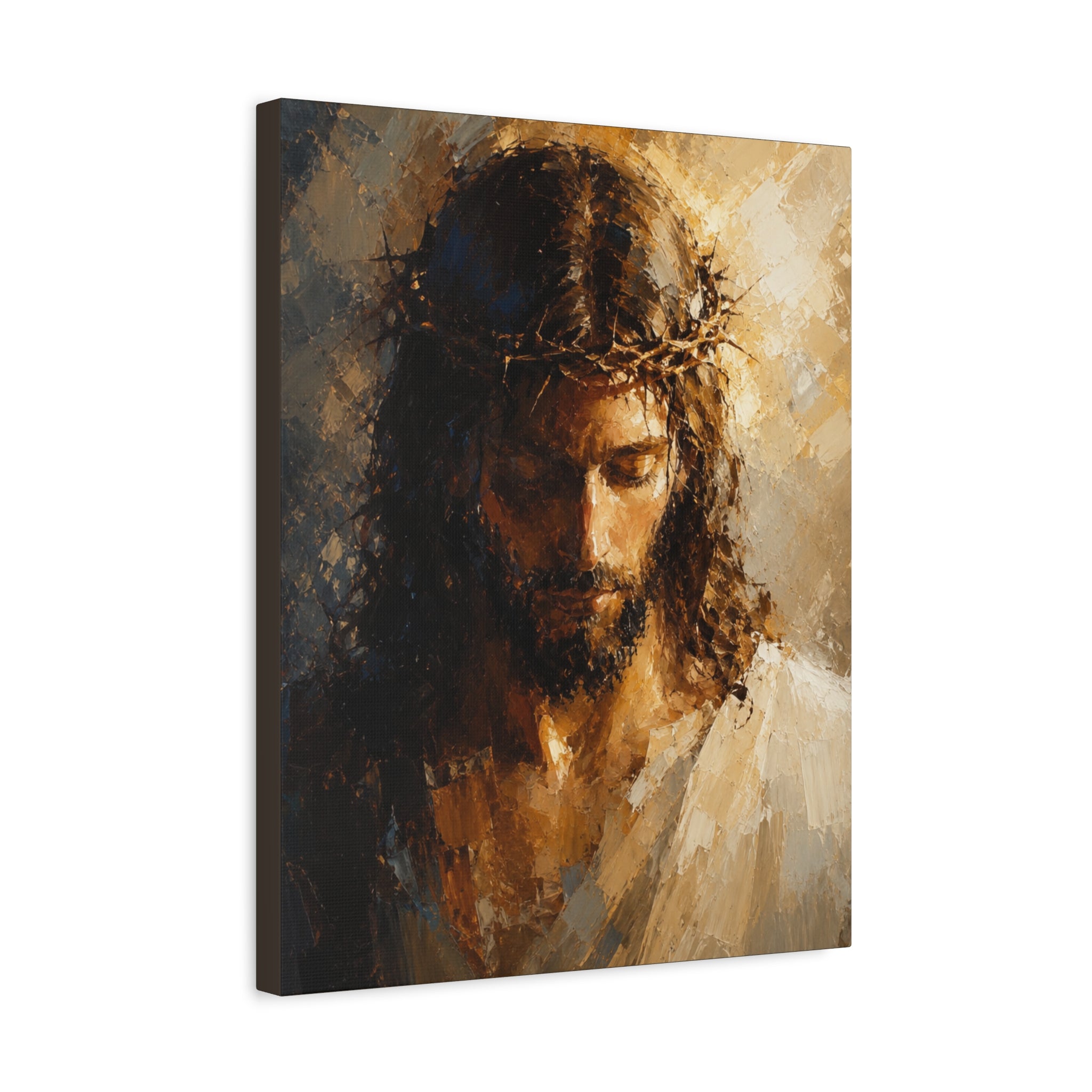 Jesus Crown of Thorns Christian Canvas Wall Art  Modern Sacred Art