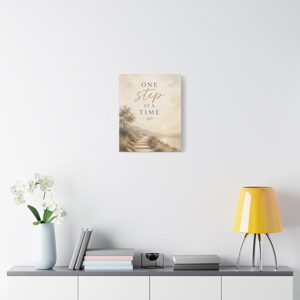 One Step at a Time Inspirational Canvas Wall Art