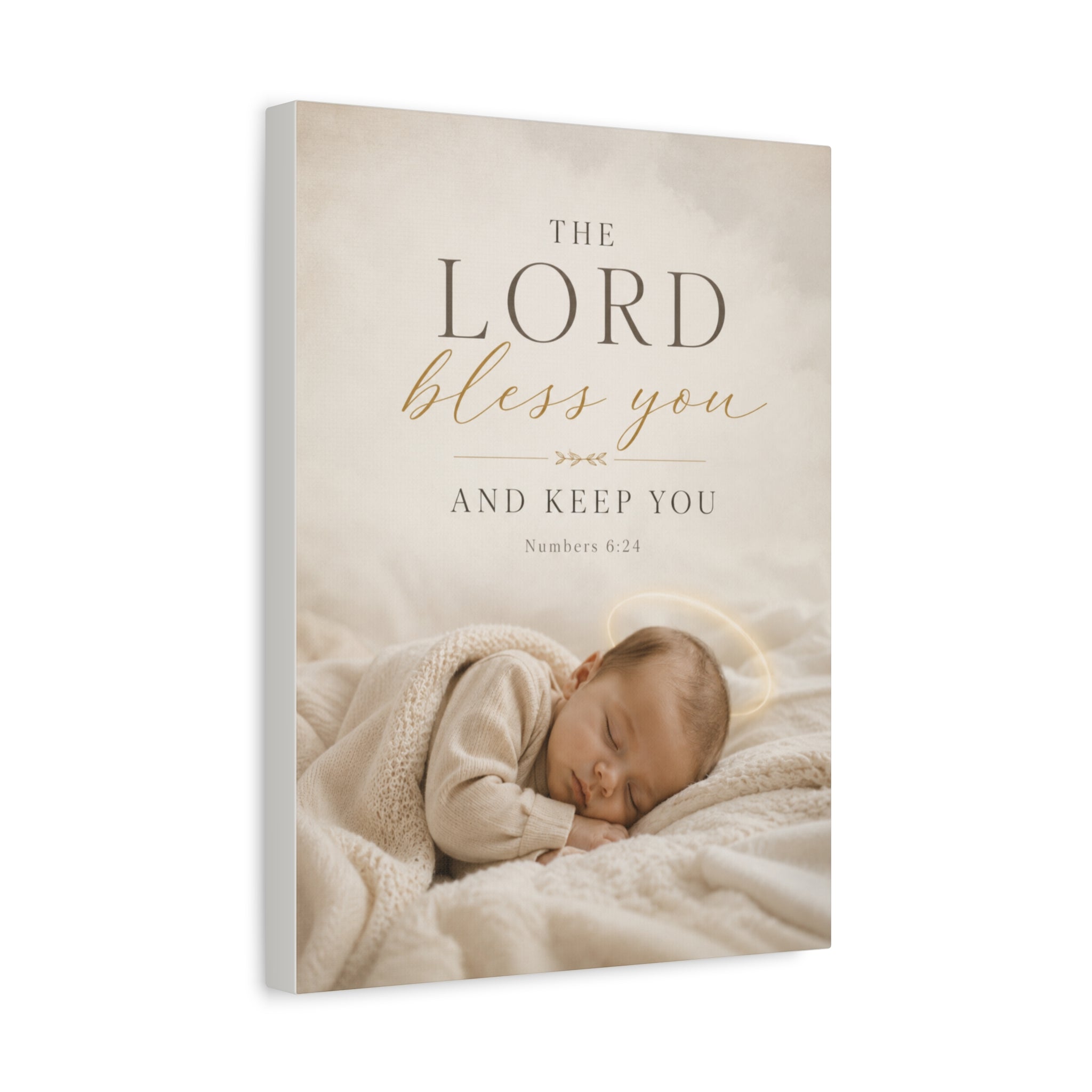 The Lord Bless You Nursery Canvas – Baby Photo Wall Art with Numbers 6:24 Scripture