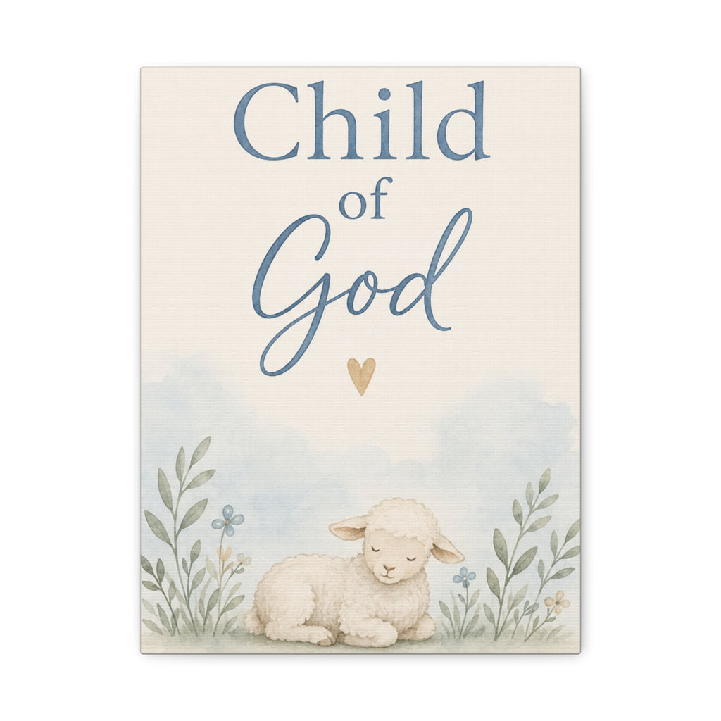 Child of God Lamb Canvas Wall Art – Nursery Christian Baby Decor