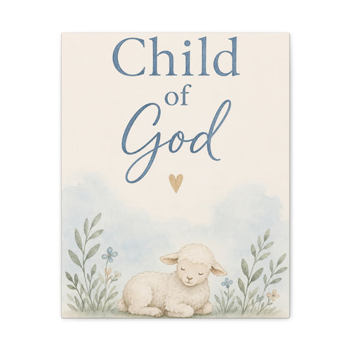 Child of God Lamb Canvas Wall Art – Nursery Christian Baby Decor