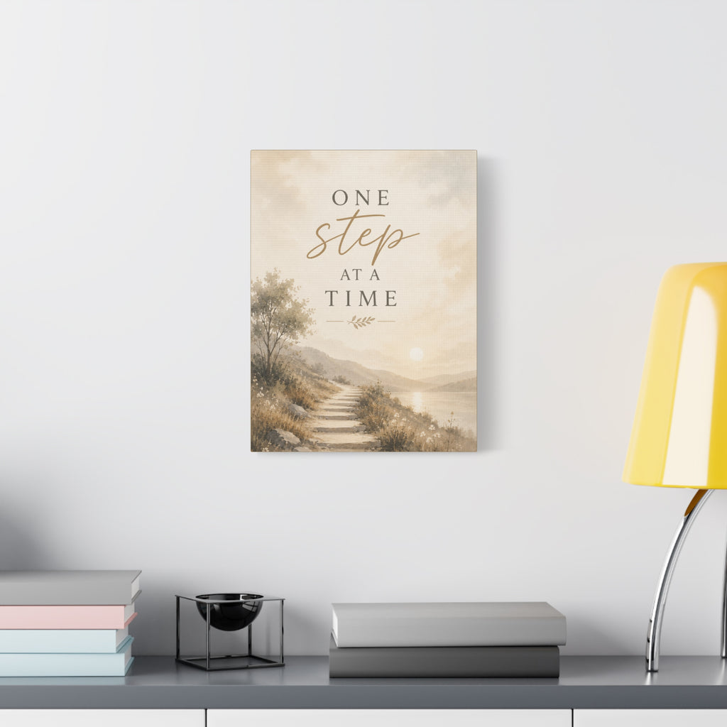 One Step at a Time Inspirational Canvas Wall Art