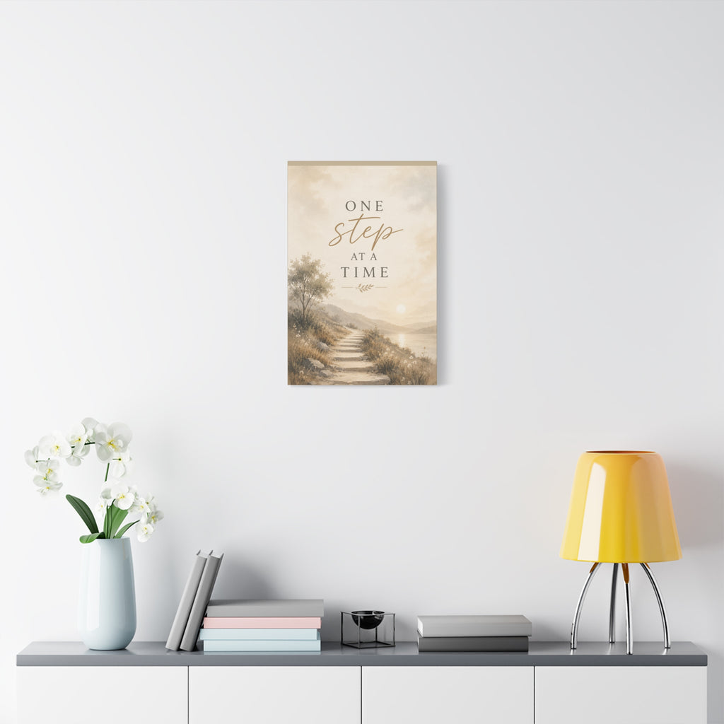 One Step at a Time Inspirational Canvas Wall Art