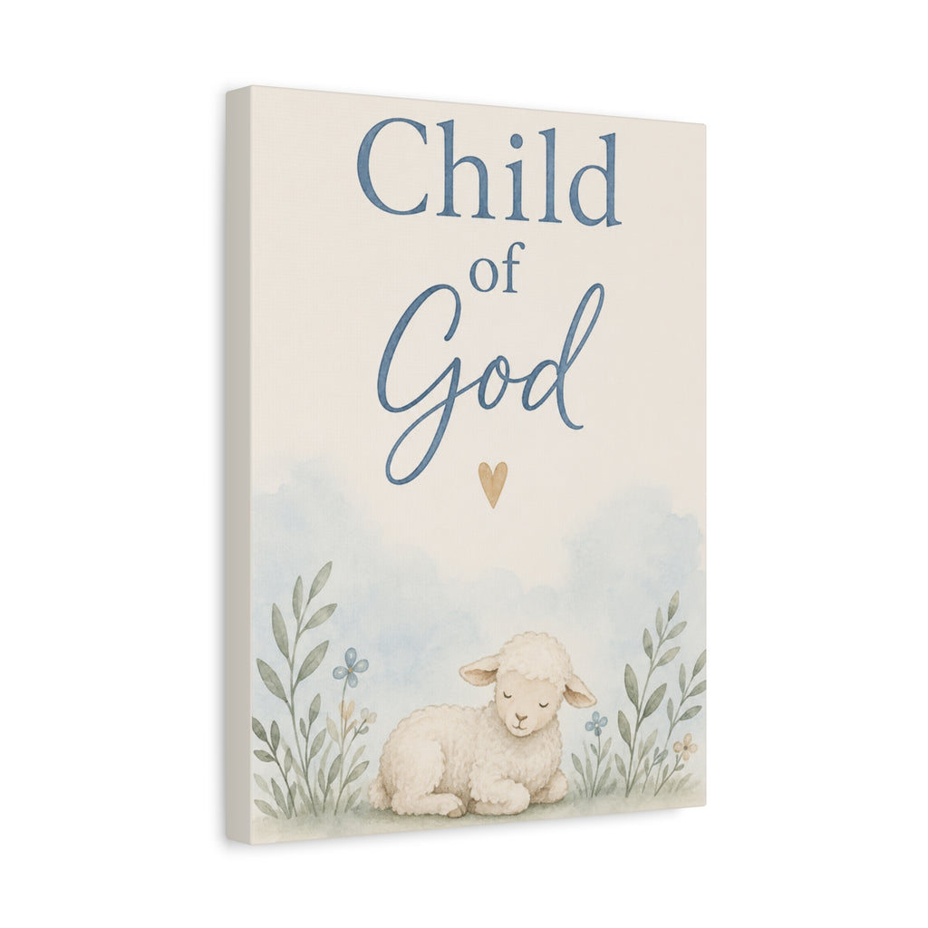 Child of God Lamb Canvas Wall Art – Nursery Christian Baby Decor