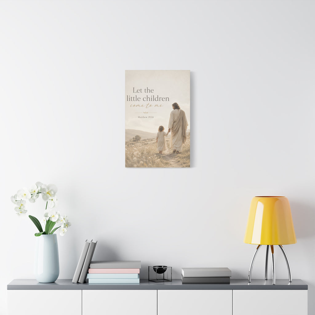 Let the Little Children Come to Me – Matte Canvas Wall Art (Matthew 19:14)