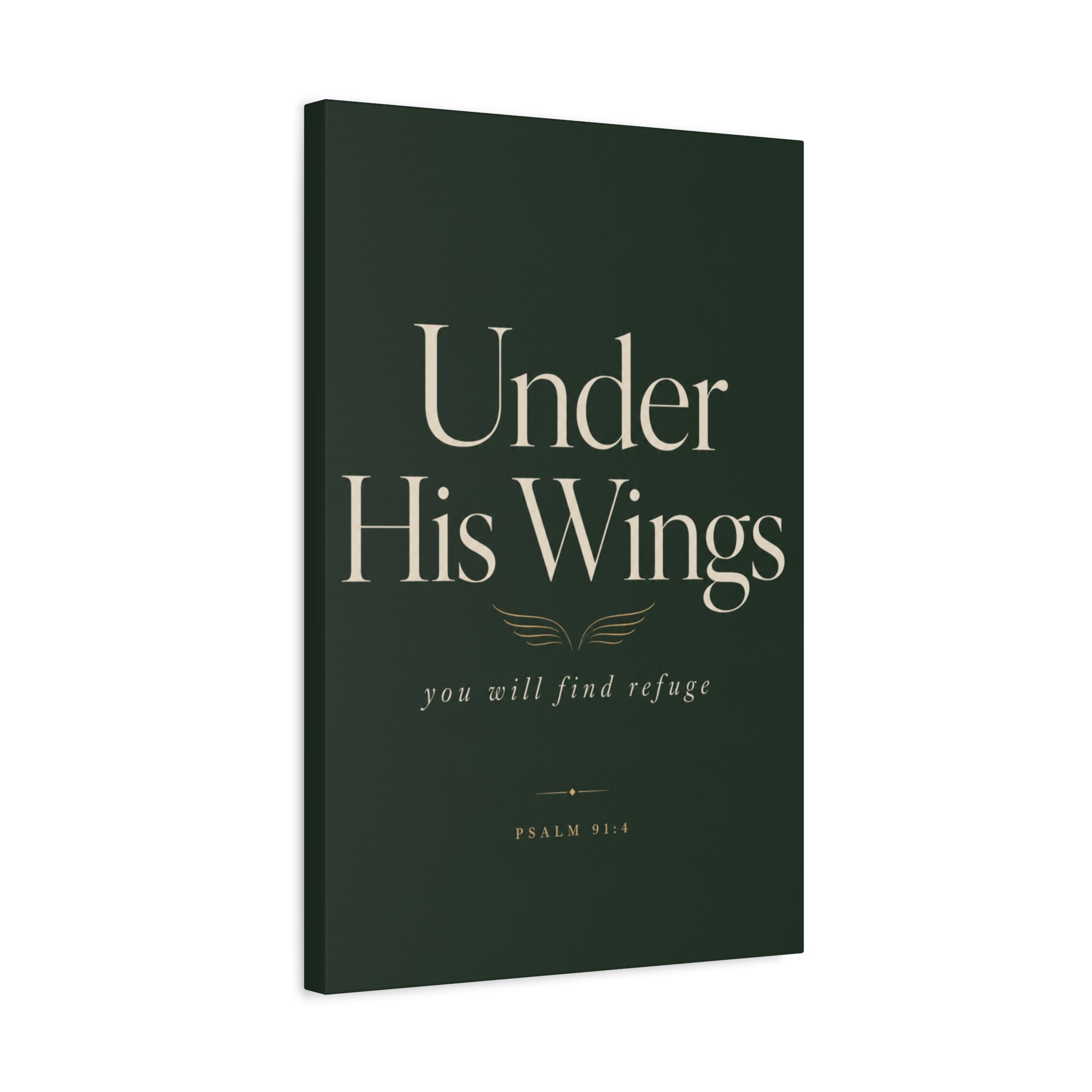 Under His Wings Canvas Wall Art – "You Will Find Refuge" Christian Inspirational Home Decor