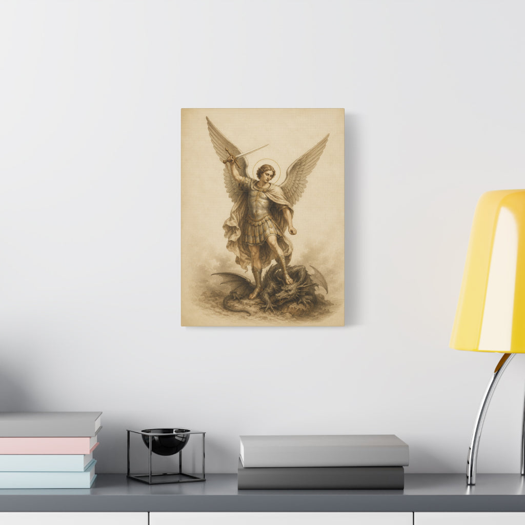 Saint Michael Archangel Canvas Print – Vintage Religious Wall Art