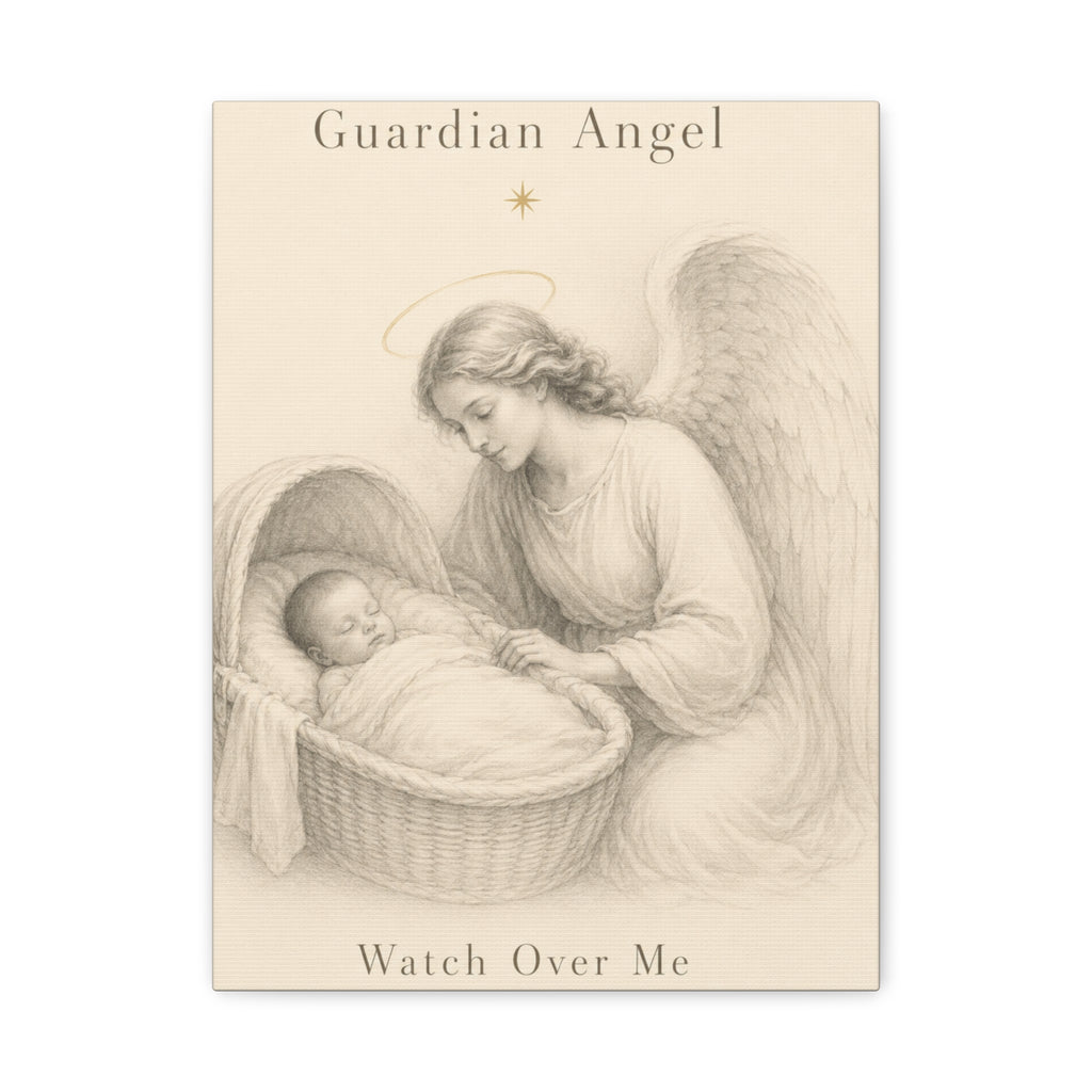 Guardian Angel Watch Over Me – Nursery Canvas Wall Art
