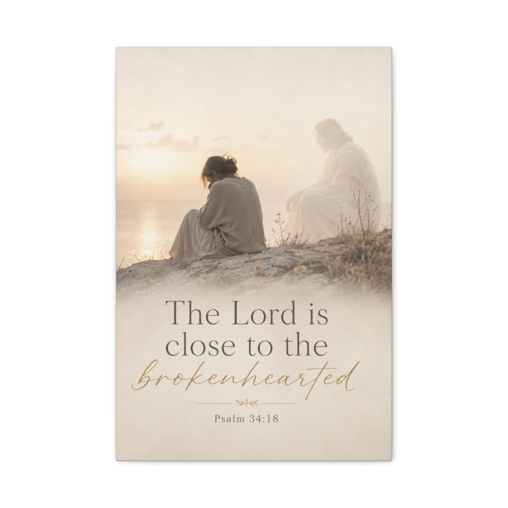 Psalm 34:18 Canvas Wall Art — "The Lord is close to the brokenhearted" Matte Stretched Canvas
