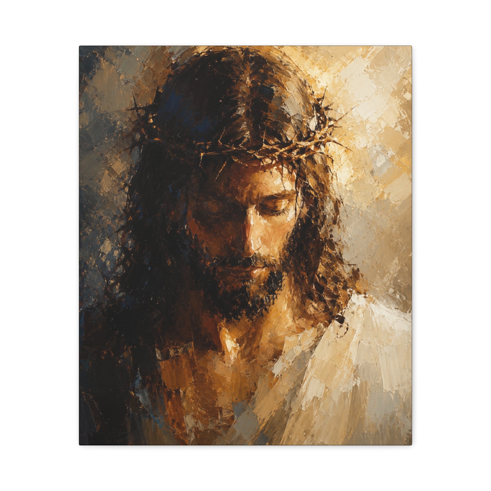 Jesus Crown of Thorns Christian Canvas Wall Art  Modern Sacred Art