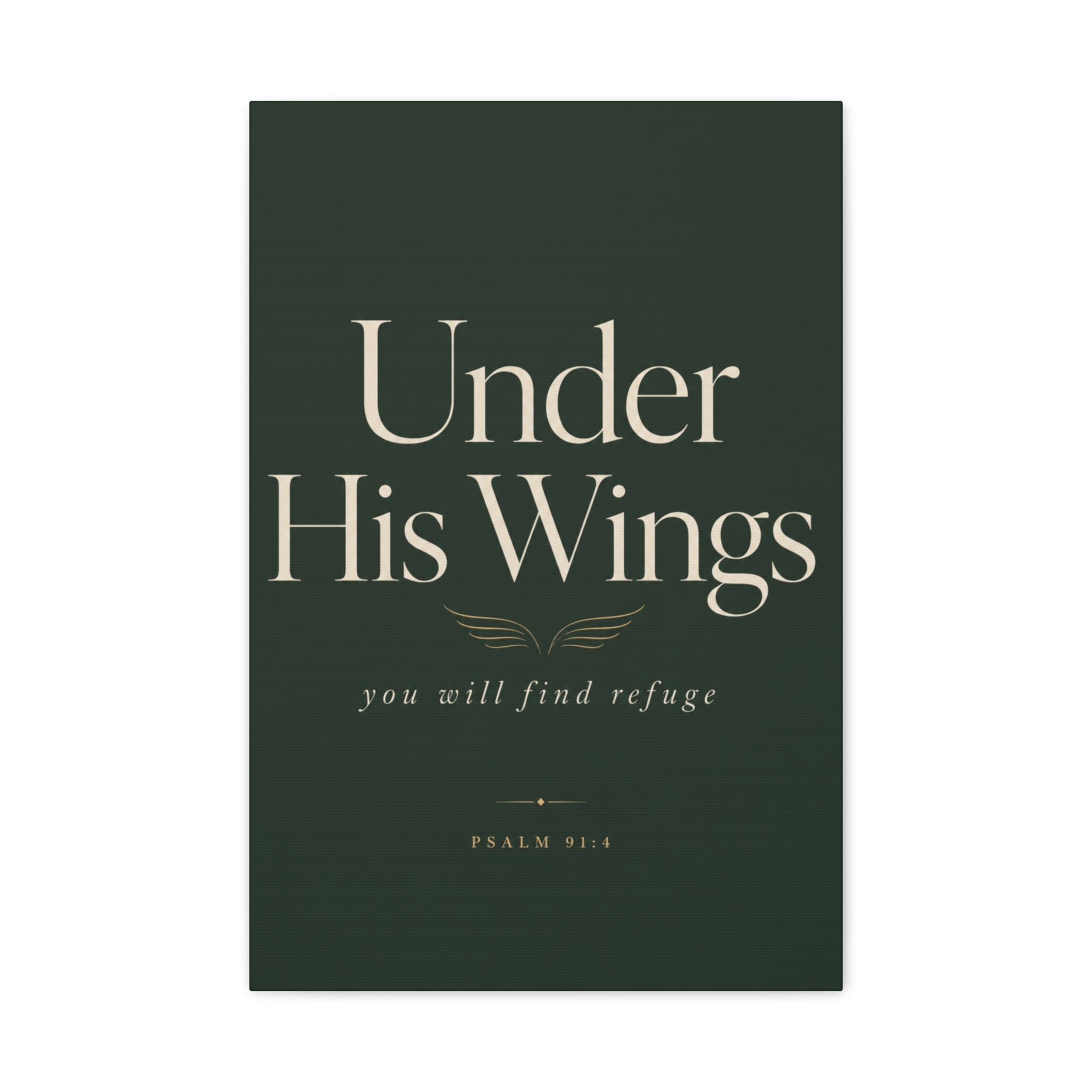 Under His Wings Canvas Wall Art – "You Will Find Refuge" Christian Inspirational Home Decor