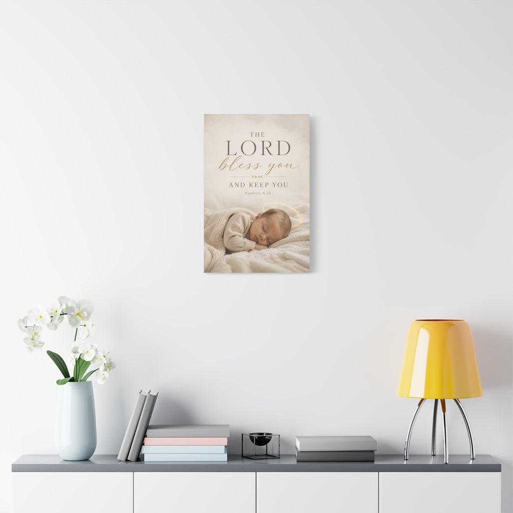 The Lord Bless You Nursery Canvas – Baby Photo Wall Art with Numbers 6:24 Scripture