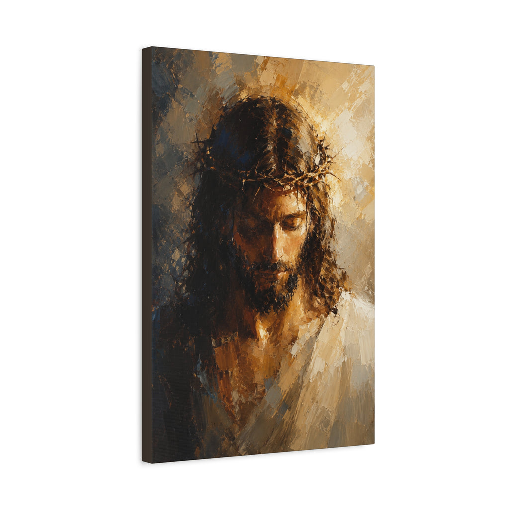 Jesus Crown of Thorns Christian Canvas Wall Art  Modern Sacred Art