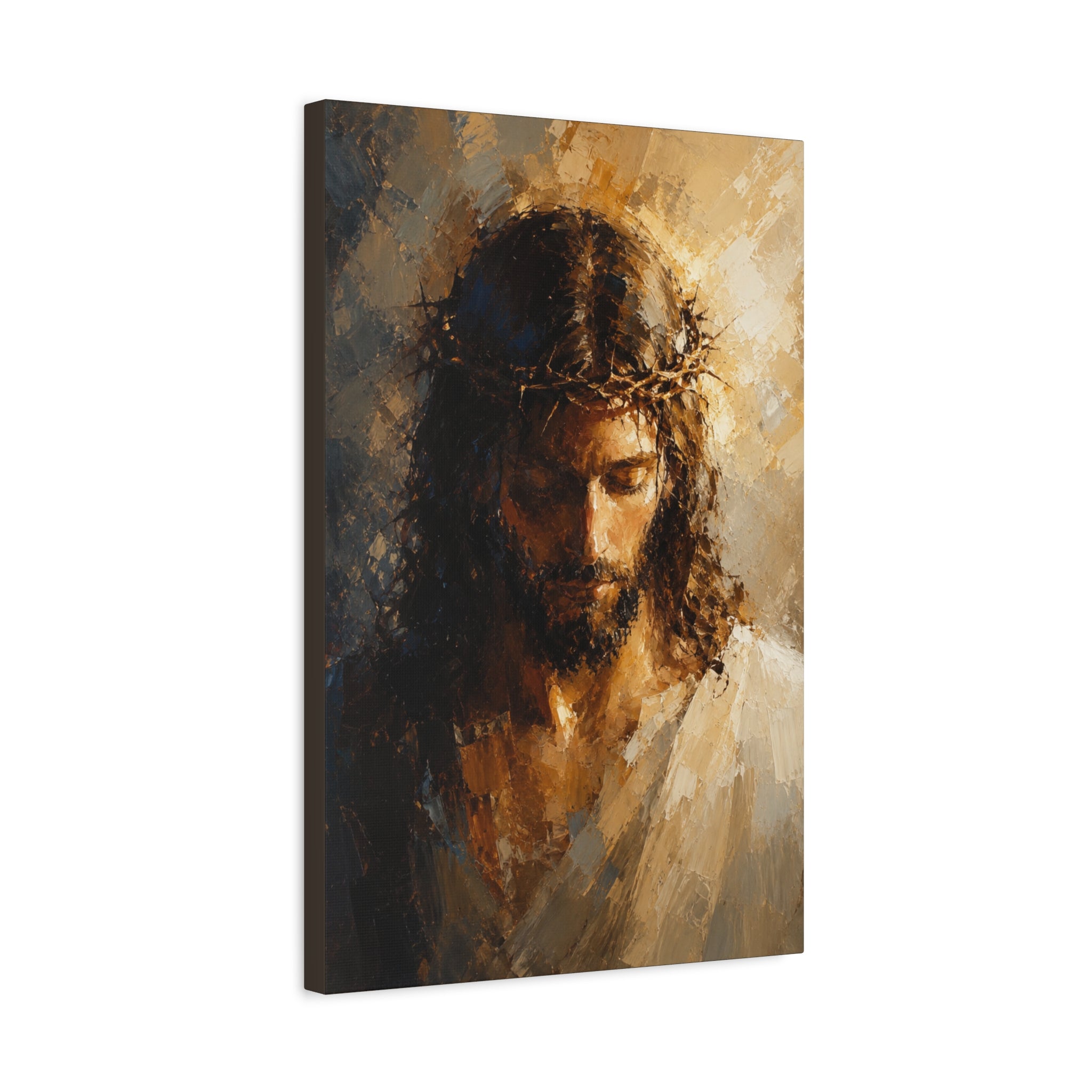 Jesus Crown of Thorns Christian Canvas Wall Art  Modern Sacred Art