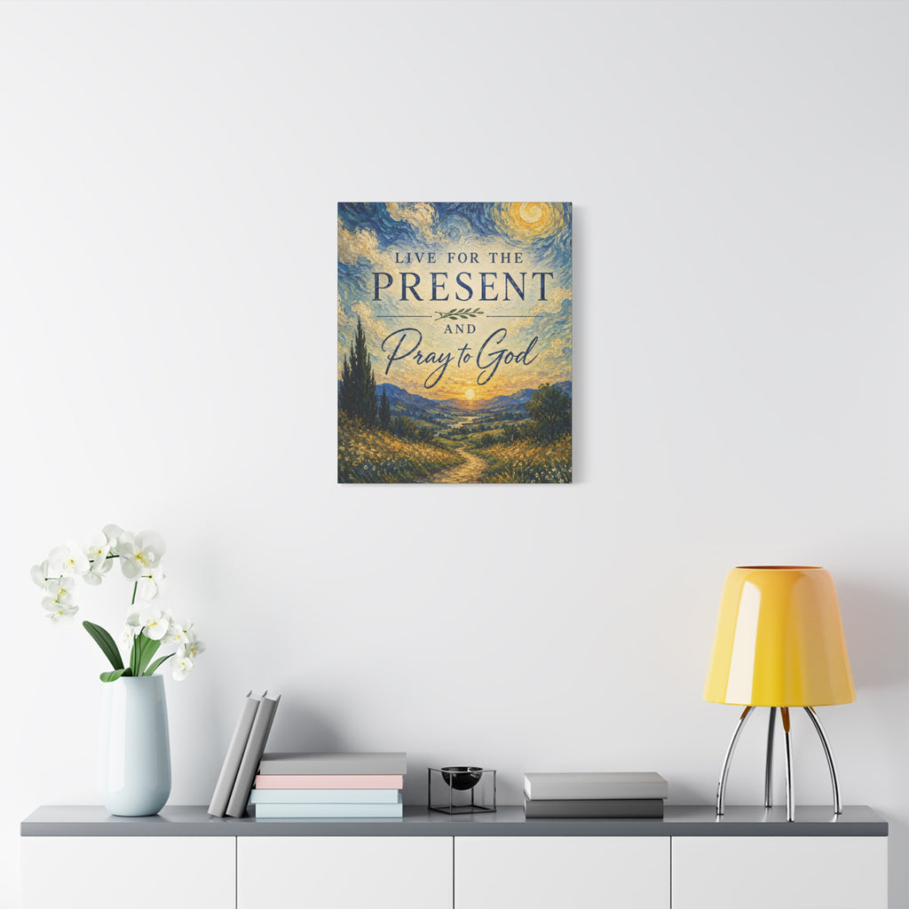 Live for the Present and Pray to God Christian Canvas Wall Art