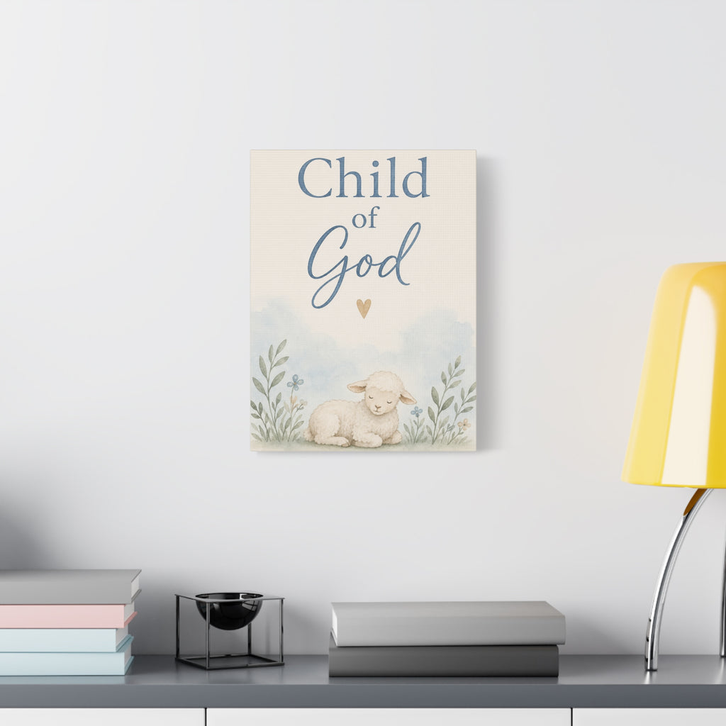 Child of God Lamb Canvas Wall Art – Nursery Christian Baby Decor