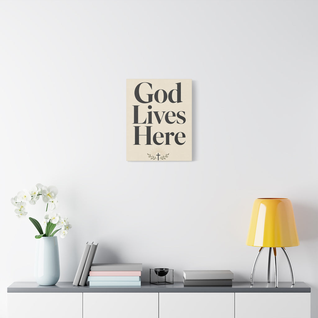 God Lives Here – Modern Faith Typography Canvas Wall Art