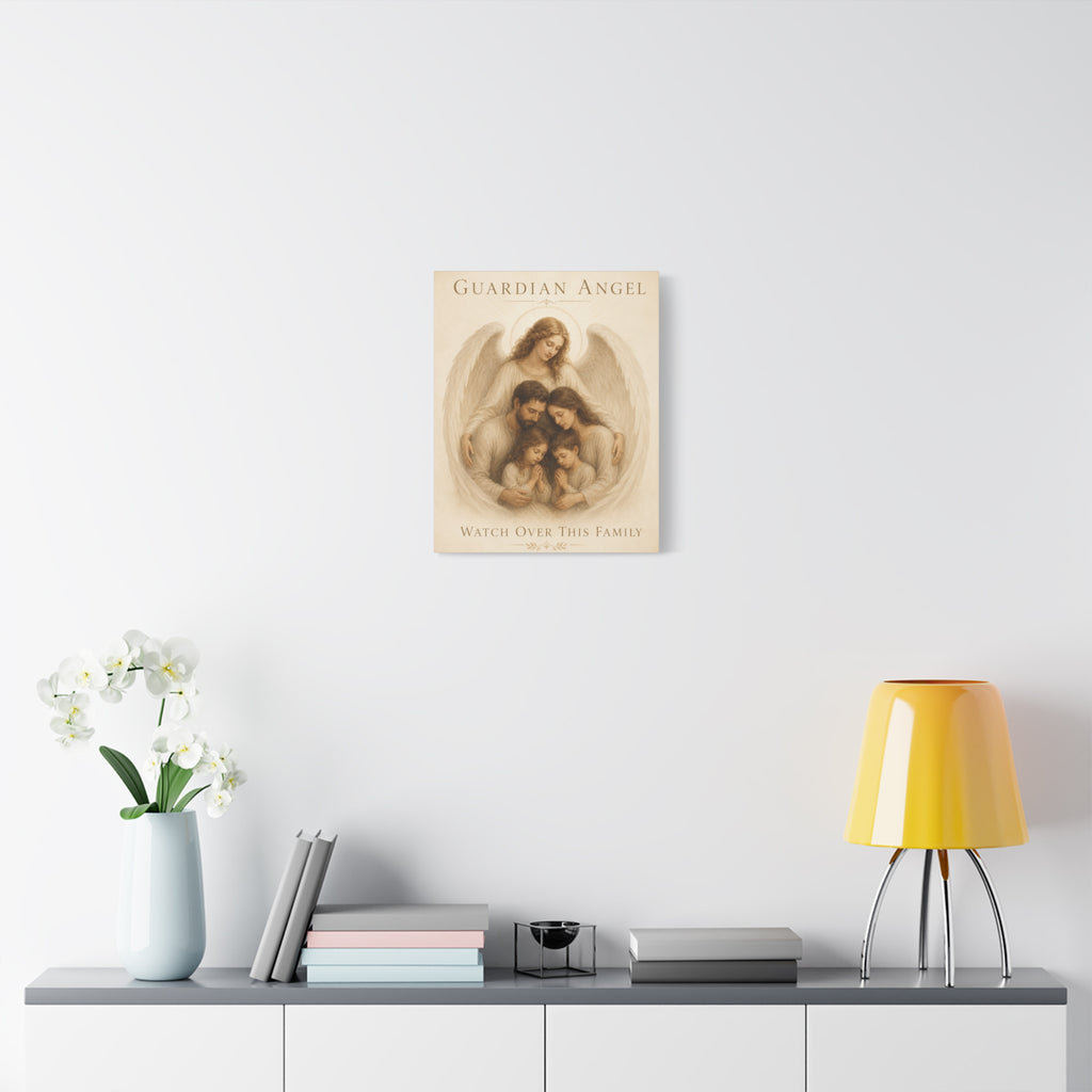 Guardian Angel Watch Over This Family – Canvas Wall Art (Warm)