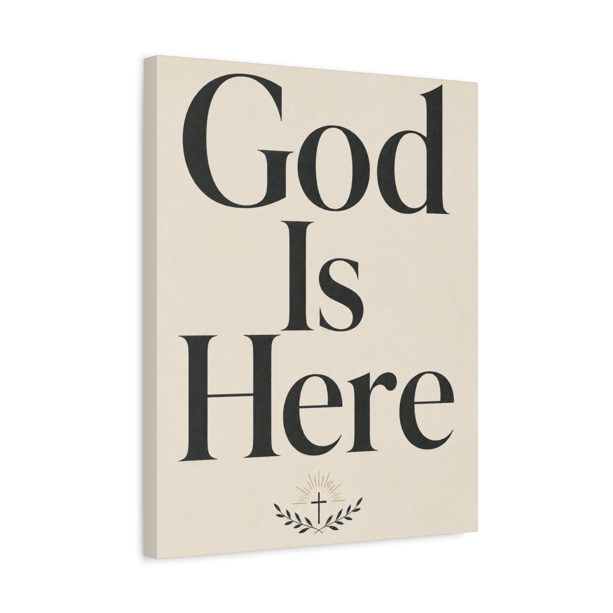 God Is Here – Modern Faith Typography Canvas Wall Art
