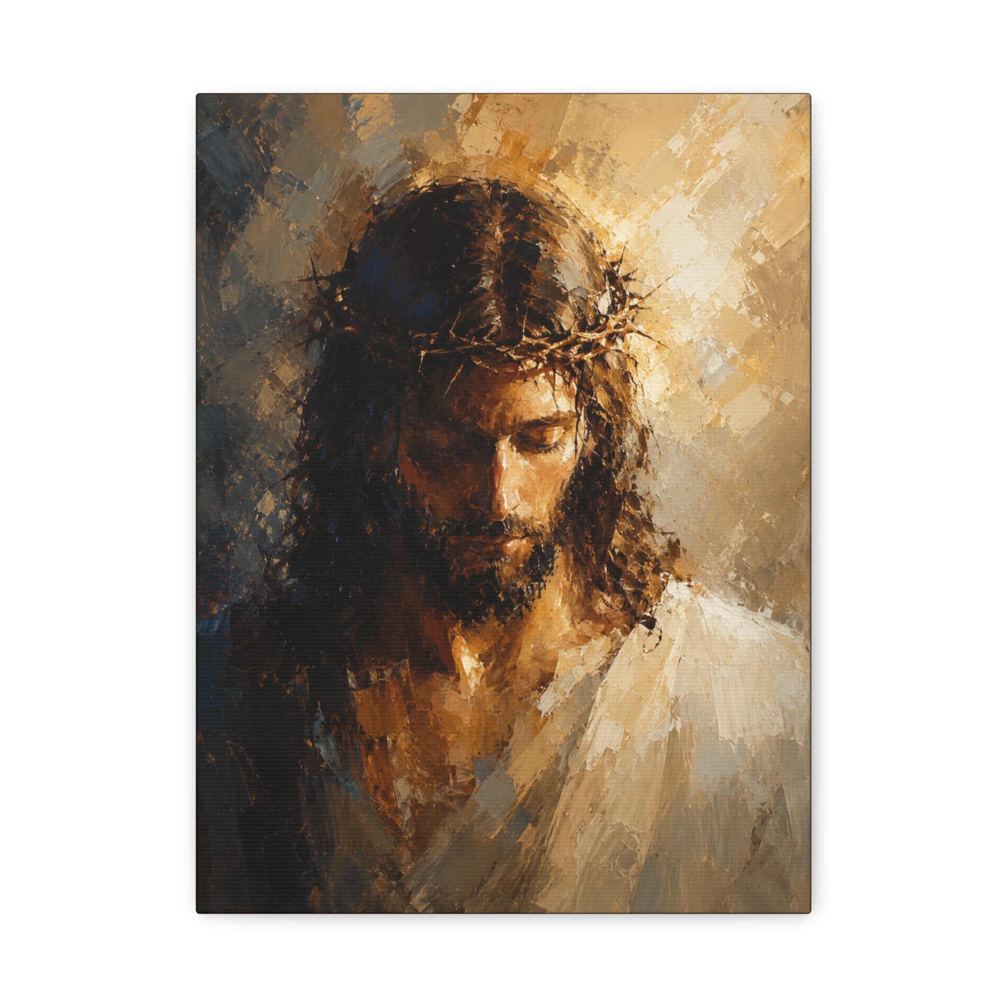 Jesus Crown of Thorns Christian Canvas Wall Art  Modern Sacred Art