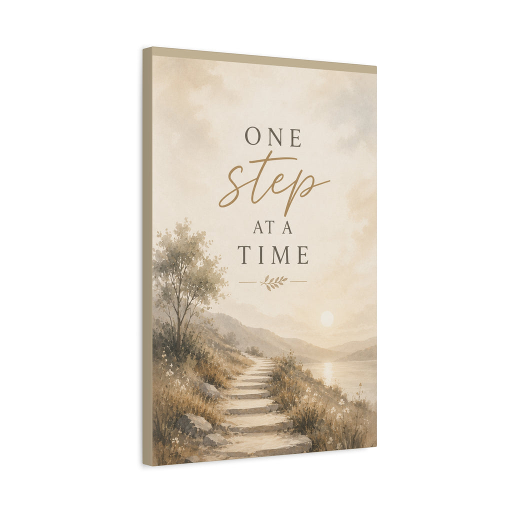 One Step at a Time Inspirational Canvas Wall Art