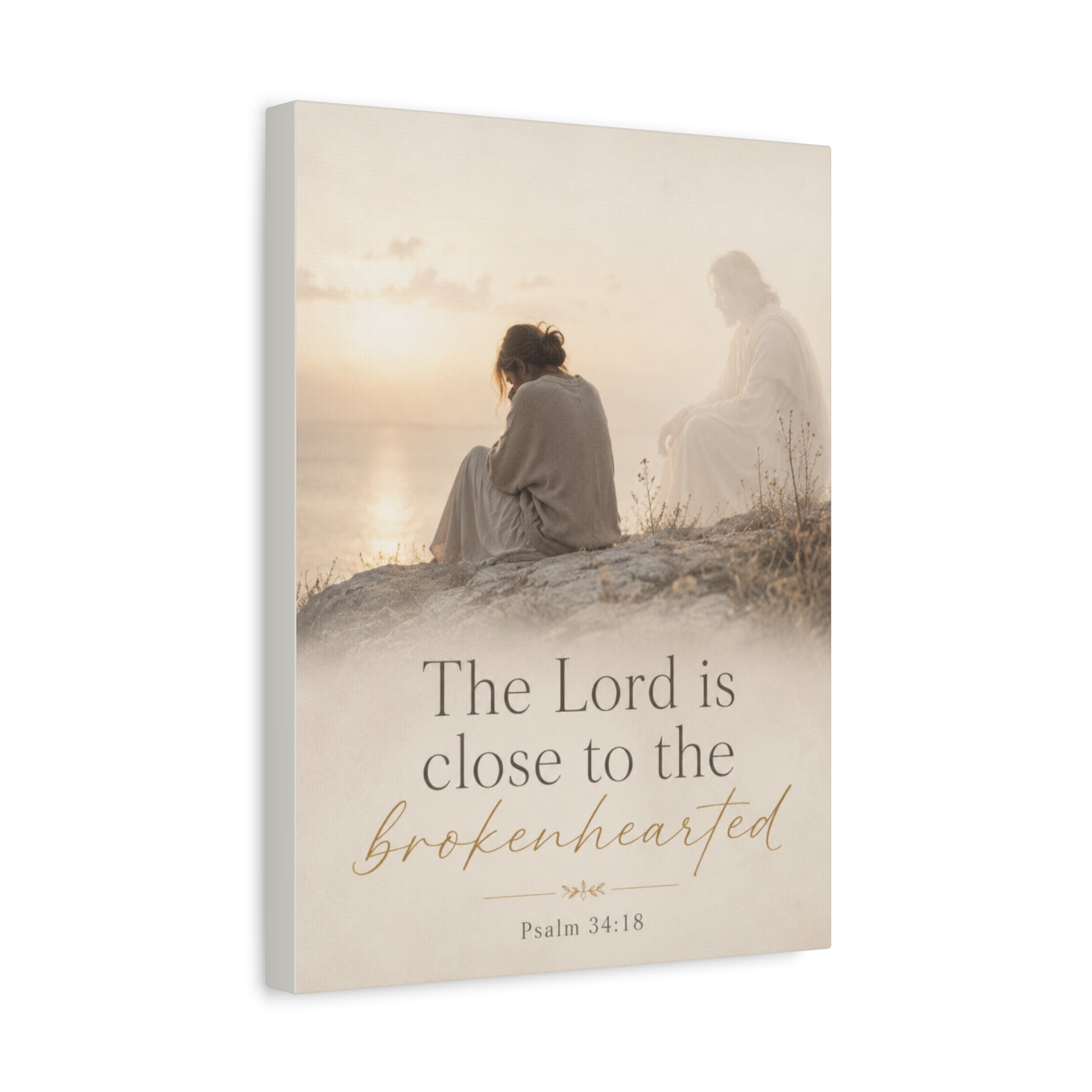 Psalm 34:18 Canvas Wall Art — "The Lord is close to the brokenhearted" Matte Stretched Canvas