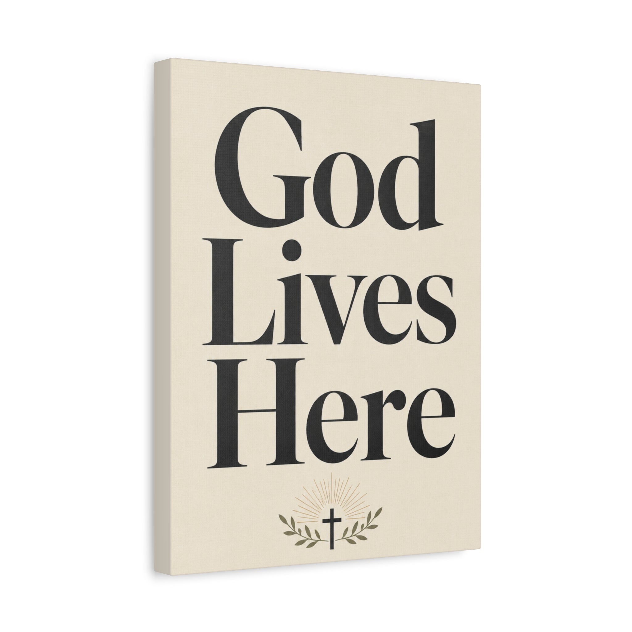 God Lives Here – Modern Faith Typography Canvas Wall Art