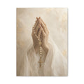 Rosary in Hands – Faith Prayer Canvas Wall Art (Neutral)
