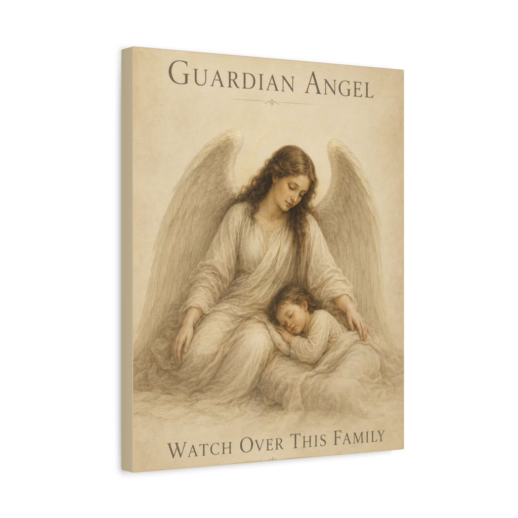 Guardian Angel Watch Over This Family – Canvas Wall Art (Sage)