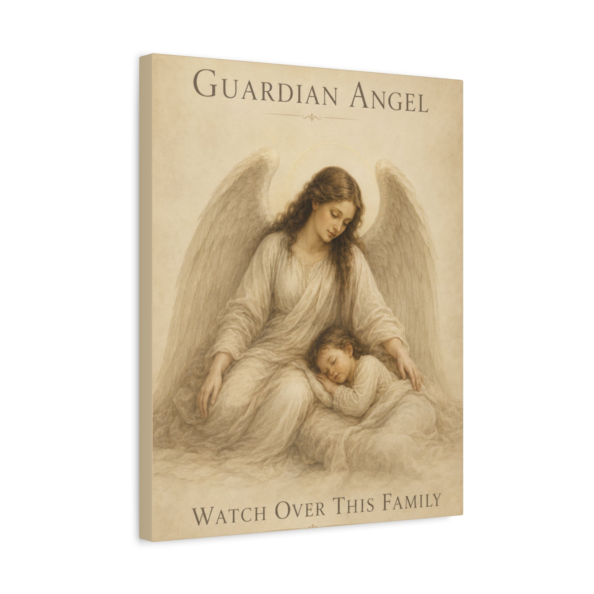 Guardian Angel Watch Over This Family – Canvas Wall Art (Sage)
