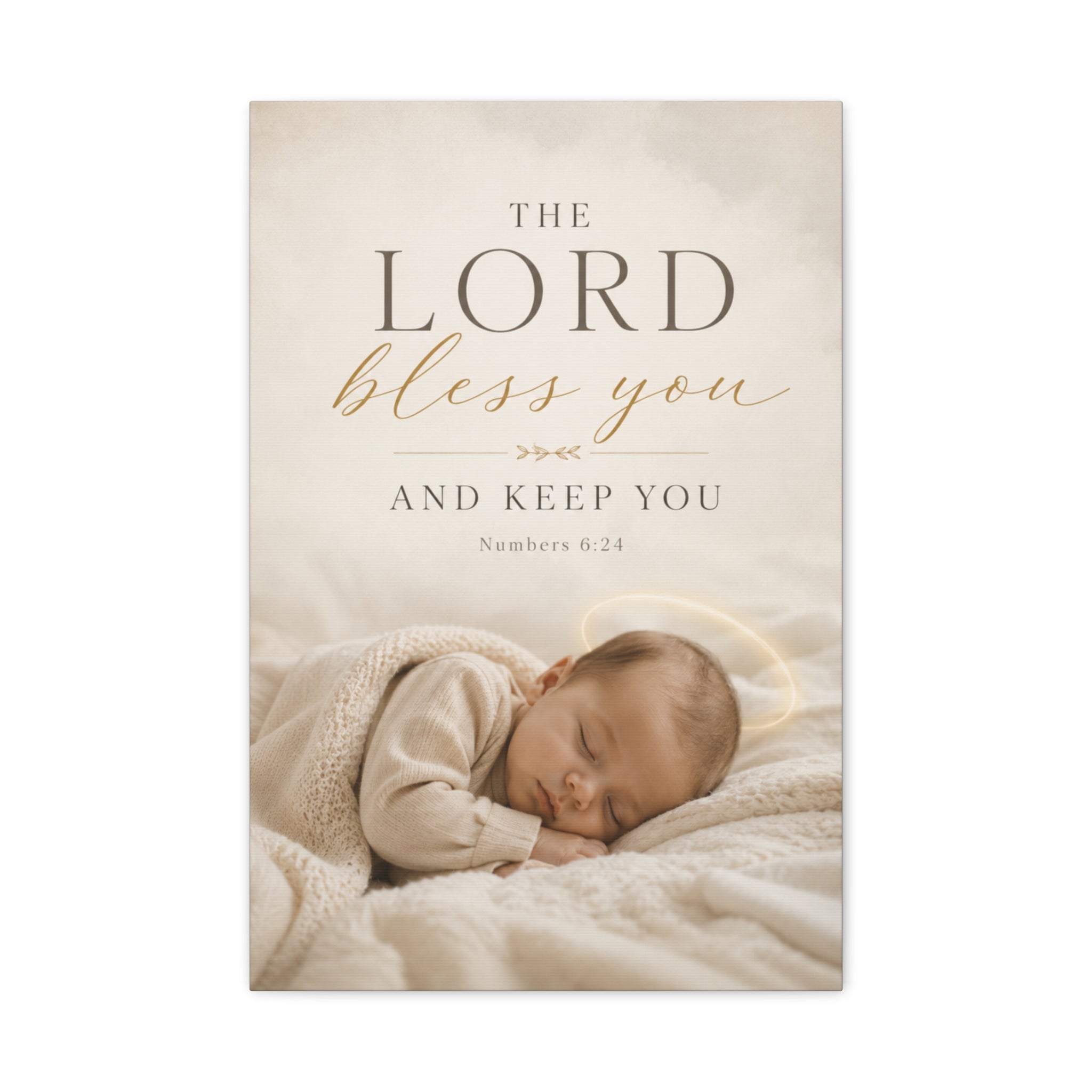 The Lord Bless You Nursery Canvas – Baby Photo Wall Art with Numbers 6:24 Scripture