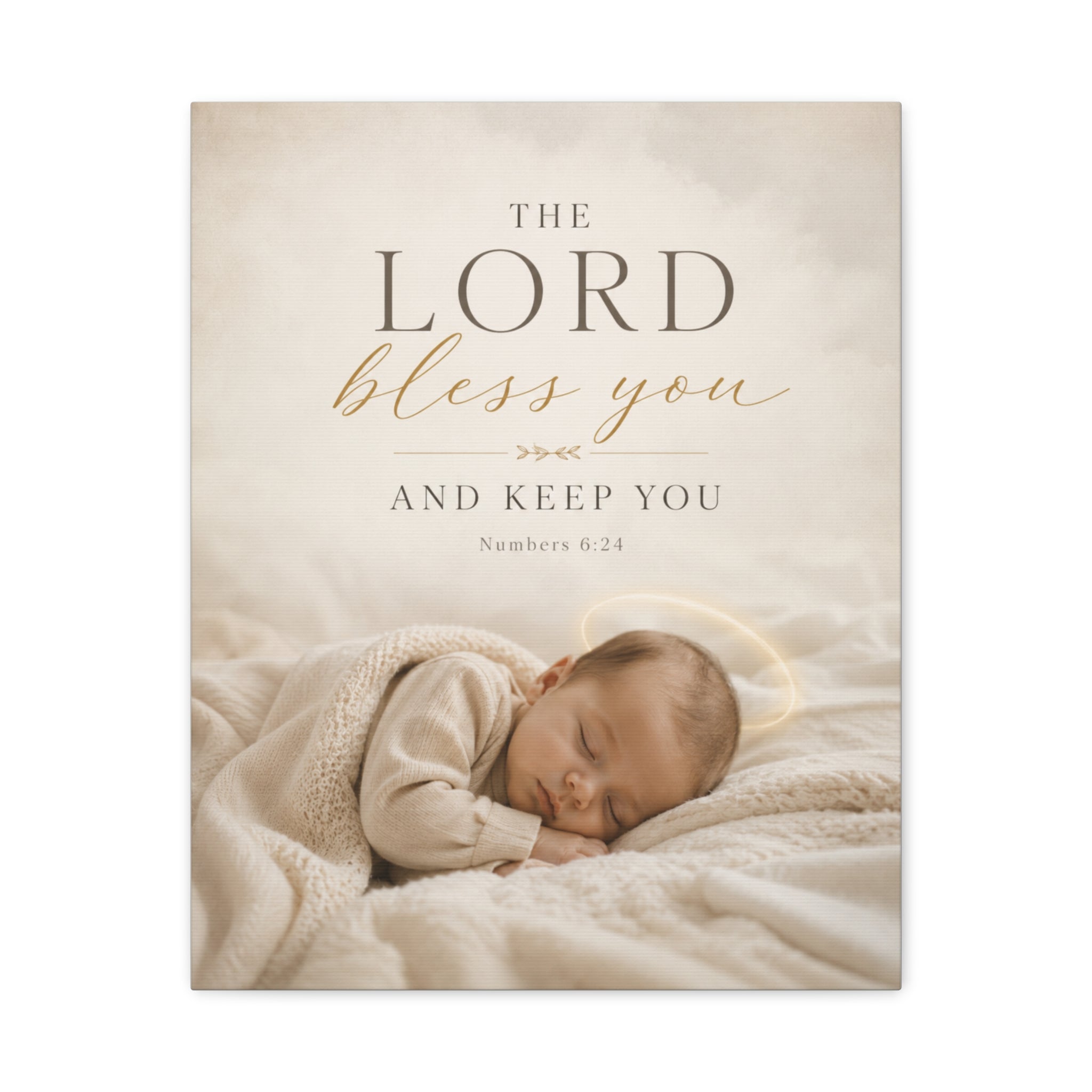 The Lord Bless You Nursery Canvas – Baby Photo Wall Art with Numbers 6:24 Scripture