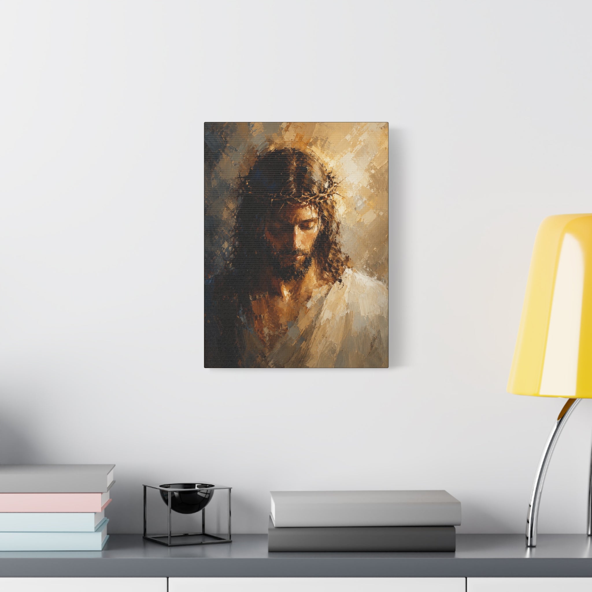 Jesus Crown of Thorns Christian Canvas Wall Art  Modern Sacred Art