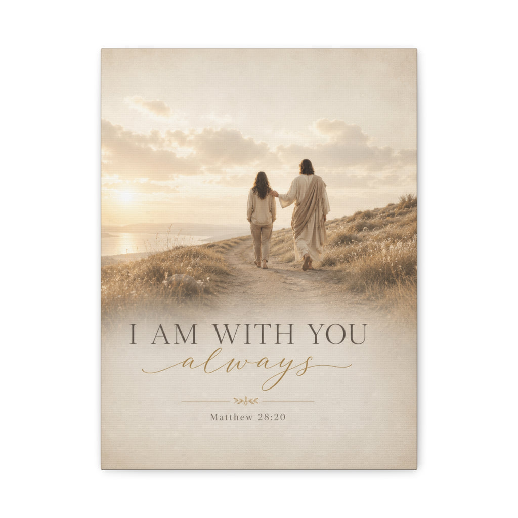 Canvas Wall Art — "I Am With You Always" Matthew 28:20 Inspirational Canvas
