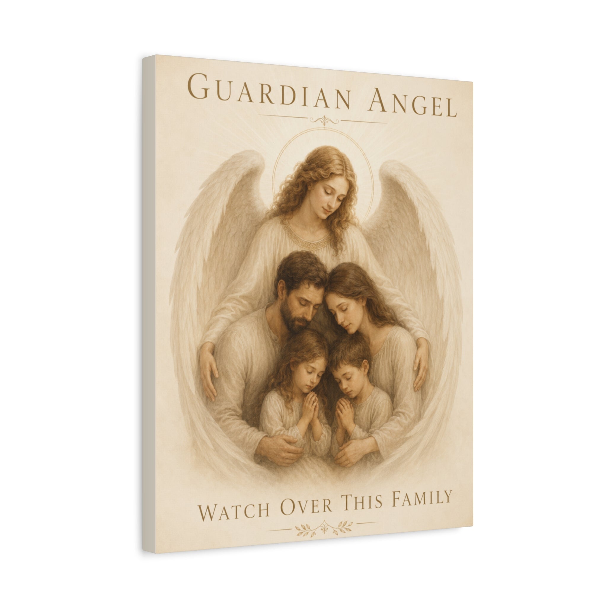 Guardian Angel Watch Over This Family – Canvas Wall Art (Warm)